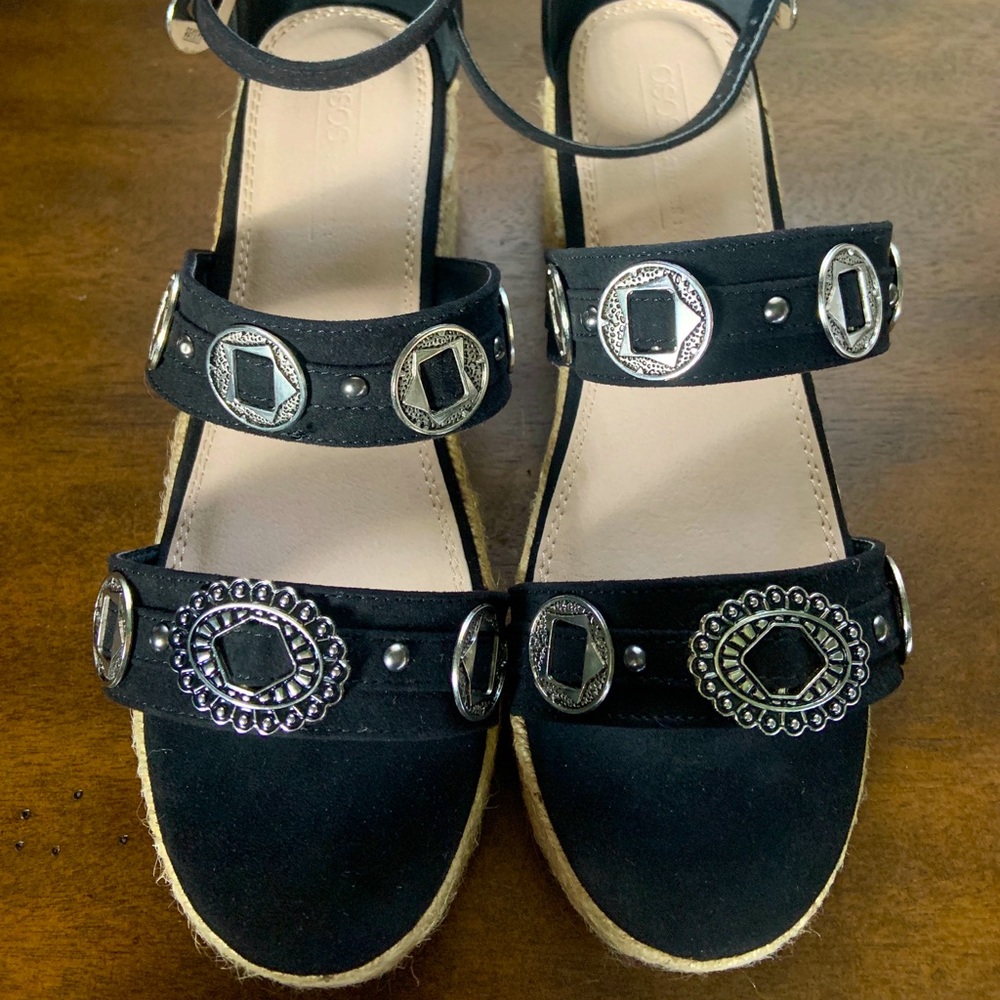 Black ASOS Western block heel espadrille sandals